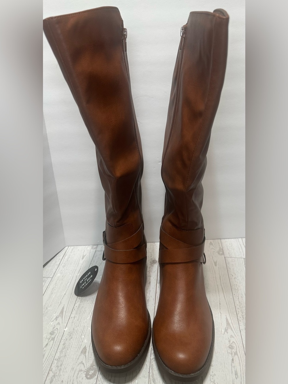 NIOB - Style & Co. ‘Margoo’ Knee-High WideCalf Riding Boots, Acorn Brown, Sz 10M